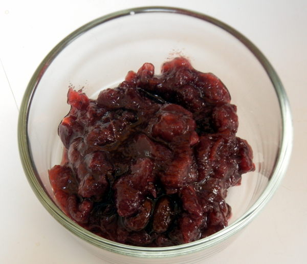 cranberry sauce served in small glass dish